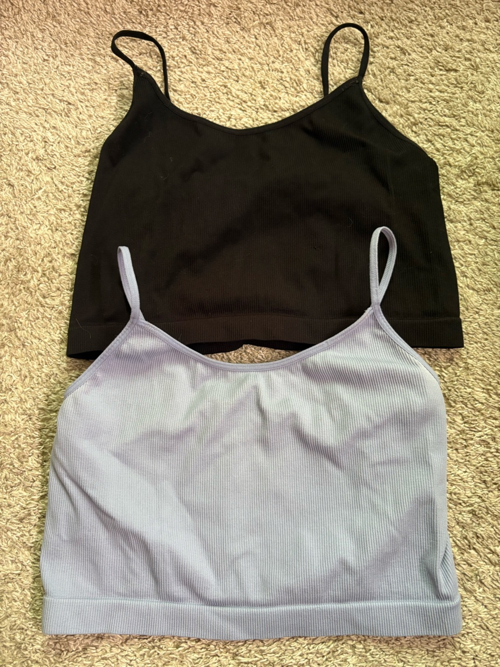 Wild Fable Women’s Ribbed Crop Cami - Black & Light Lavender